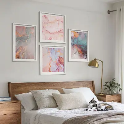 Abstracte pastelpatronen posters set met lijst