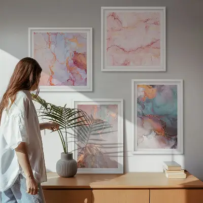 Abstracte pastelpatronen posters set met lijst
