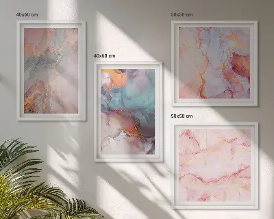 Abstracte pastelpatronen posters set met lijst