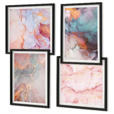 Abstracte pastelpatronen posters set met lijst