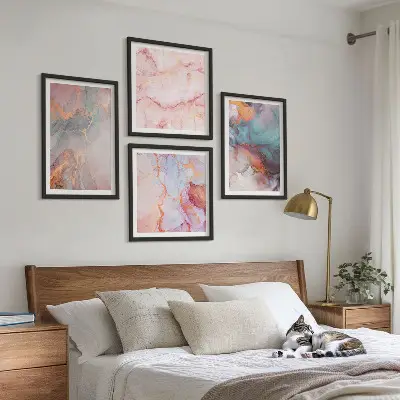 Abstracte pastelpatronen posters set met lijst