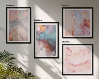 Abstracte pastelpatronen posters set met lijst
