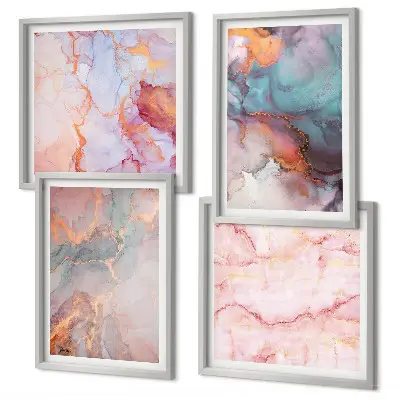 Abstracte pastelpatronen posters set met lijst