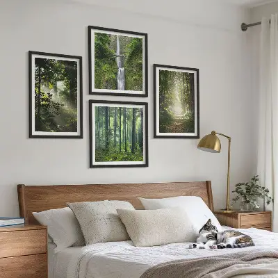 Meerluik in lijst groene bossen met lichtstralen