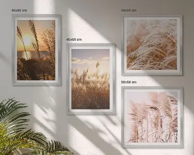 Boho grasveld zonsondergang set van posters met lijst