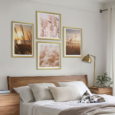 Set van posters met lijst Boho grasveld zonsondergang