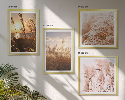 Set van posters met lijst Boho grasveld zonsondergang