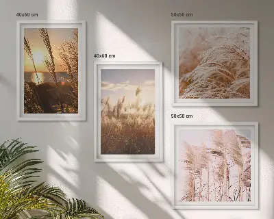 Boho grasveld zonsondergang set van posters met lijst