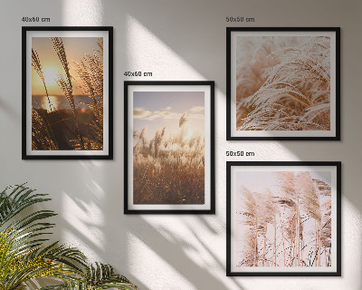 Set van posters met lijst Boho grasveld zonsondergang