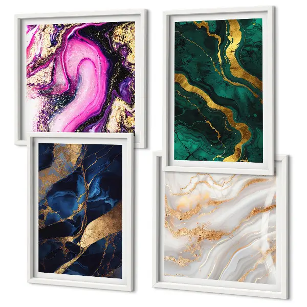Abstract marmer met verf meerluik in lijst