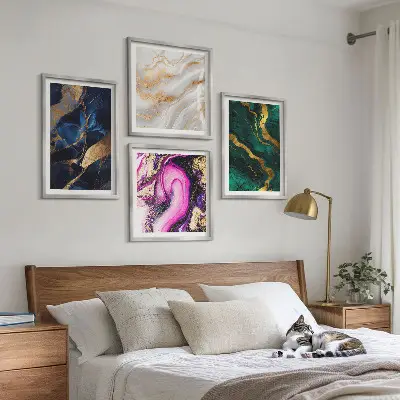 Abstract marmer met verf meerluik in lijst