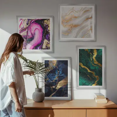 Abstract marmer met verf meerluik in lijst