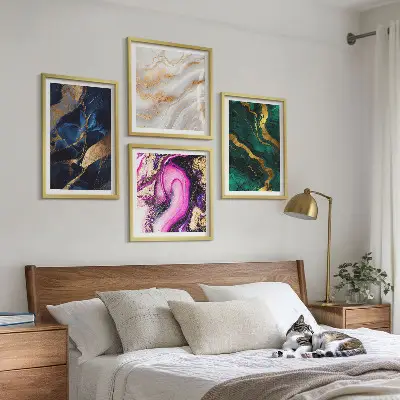Abstract marmer met verf meerluik in lijst