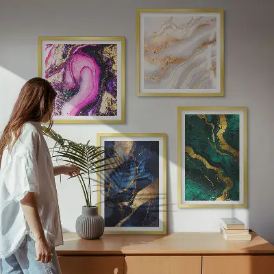 Abstract marmer met verf meerluik in lijst