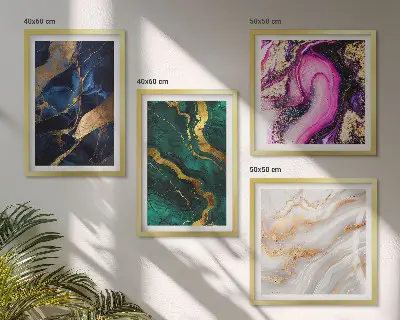 Abstract marmer met verf meerluik in lijst