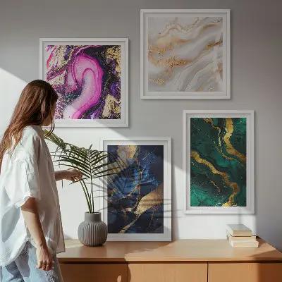 Abstract marmer met verf meerluik in lijst