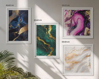 Abstract marmer met verf meerluik in lijst