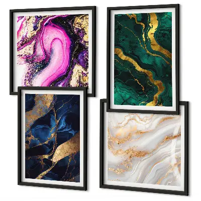 Abstract marmer met verf meerluik in lijst