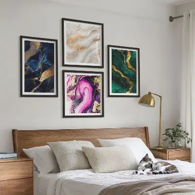 Abstract marmer met verf meerluik in lijst