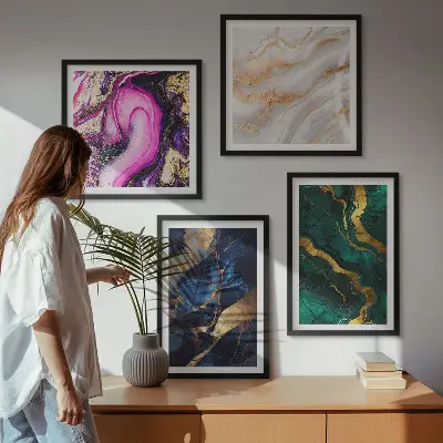 Abstract marmer met verf meerluik in lijst