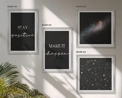 Meerluik in lijst motiverende slogans met sterren en ruimte