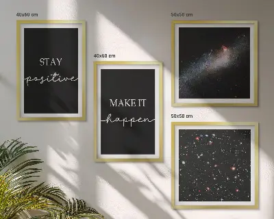 Meerluik in lijst motiverende slogans met sterren en ruimte