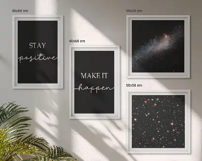 Meerluik in lijst motiverende slogans met sterren en ruimte