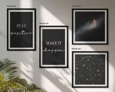 Meerluik in lijst motiverende slogans met sterren en ruimte