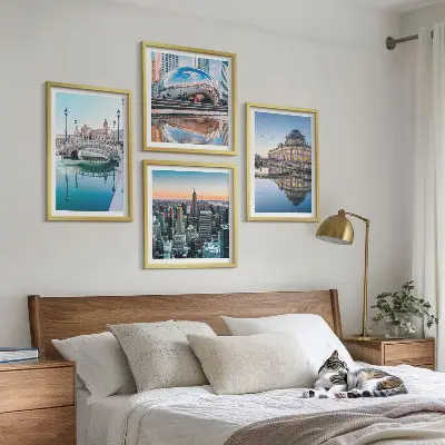 Architectuur van steden op het water meerluik in lijst