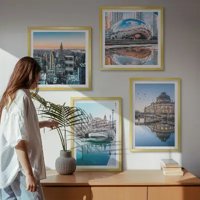 Architectuur van steden op het water meerluik in lijst