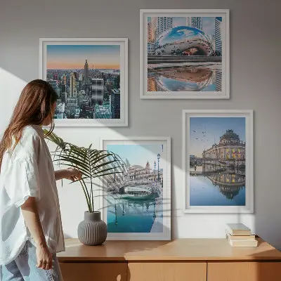 Architectuur van steden op het water meerluik in lijst