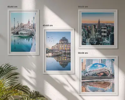 Architectuur van steden op het water meerluik in lijst