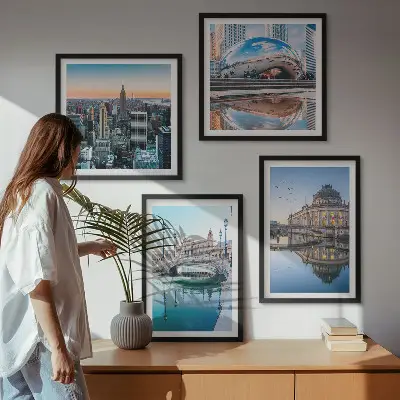 Architectuur van steden op het water meerluik in lijst