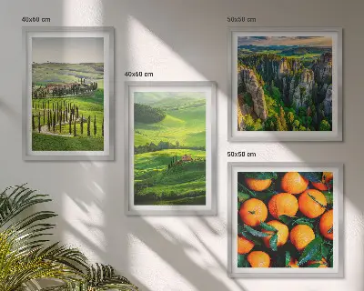 Set van posters met lijst Italiaans platteland met sinaasappels in de natuur