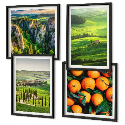 Set van posters met lijst Italiaans platteland met sinaasappels in de natuur