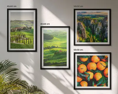 Set van posters met lijst Italiaans platteland met sinaasappels in de natuur