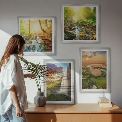 Oranje bergwaterval meerluik in lijst