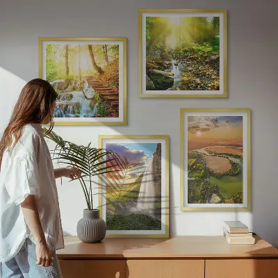 Oranje bergwaterval meerluik in lijst
