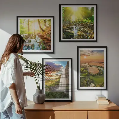 Oranje bergwaterval meerluik in lijst
