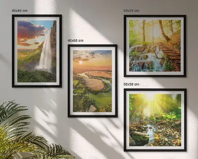Oranje bergwaterval meerluik in lijst