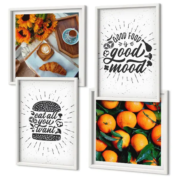 Sappige Sinaasappels Keuken set van posters met lijst
