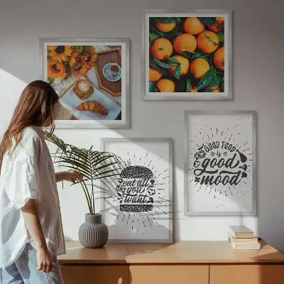 Sappige Sinaasappels Keuken set van posters met lijst