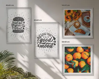 Sappige Sinaasappels Keuken set van posters met lijst