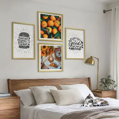 Sappige Sinaasappels Keuken set van posters met lijst