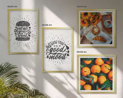 Sappige Sinaasappels Keuken set van posters met lijst