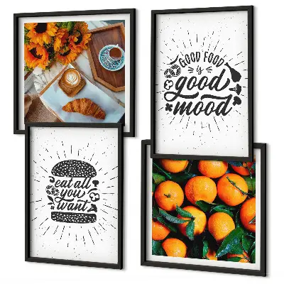 Sappige Sinaasappels Keuken set van posters met lijst