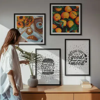 Sappige Sinaasappels Keuken set van posters met lijst