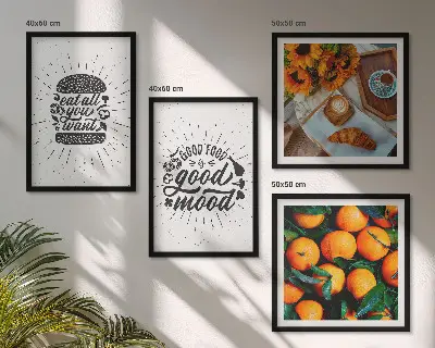 Sappige Sinaasappels Keuken set van posters met lijst