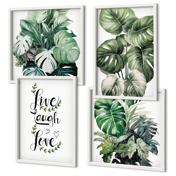 Set van posters met lijst Bladrijke planten leven, lachen, houden van