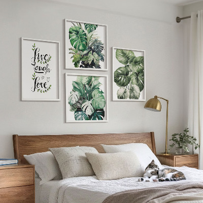 Set van posters met lijst Bladrijke planten leven, lachen, houden van